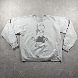 Vintage Bart Simpson Men’s Large Gray Sweater Crewneck Tattoo Bad Boy #3346