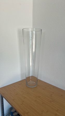 Large Clear Glass Floor Vase – 23” Tall
