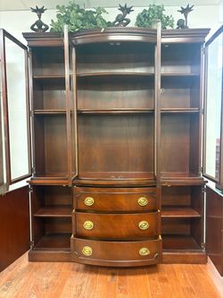 Drexel Breakfront Bookcase Cabinet with Drawers
