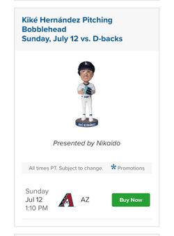 7/12 Dodgers vs Diamondbacks - Kike Hernandez Bobblehead