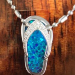925 silver man made opal slipper pendant