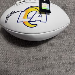 Jared Verse Los Angeles Rams Signed Autograph White Panel Logo Ball- Beckett Coa