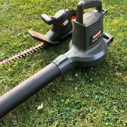 craftsman electric blower and black & decker hedge trimmer 