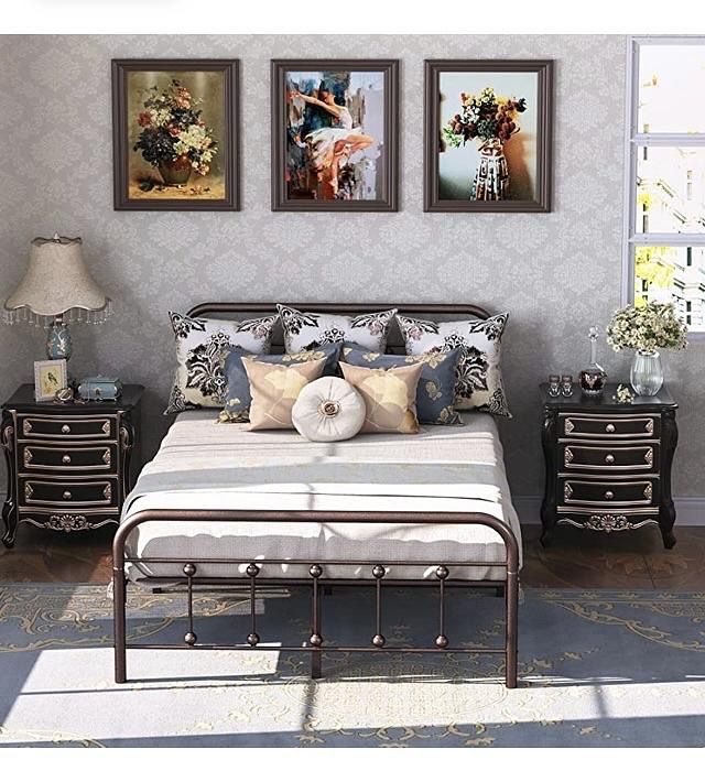 New Antique Brown Full Size Vintage metal bed frame