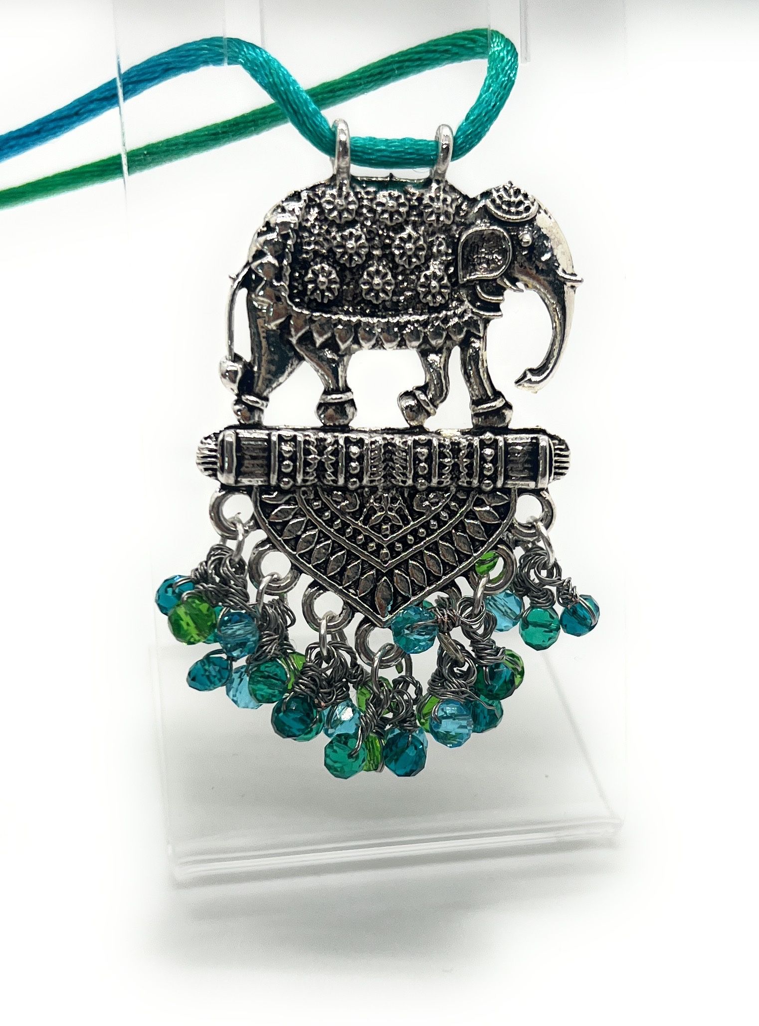 Designer Ethnic Pendant - Handmade With Crystal Glass Beads - Elephant Pendant Jewelry