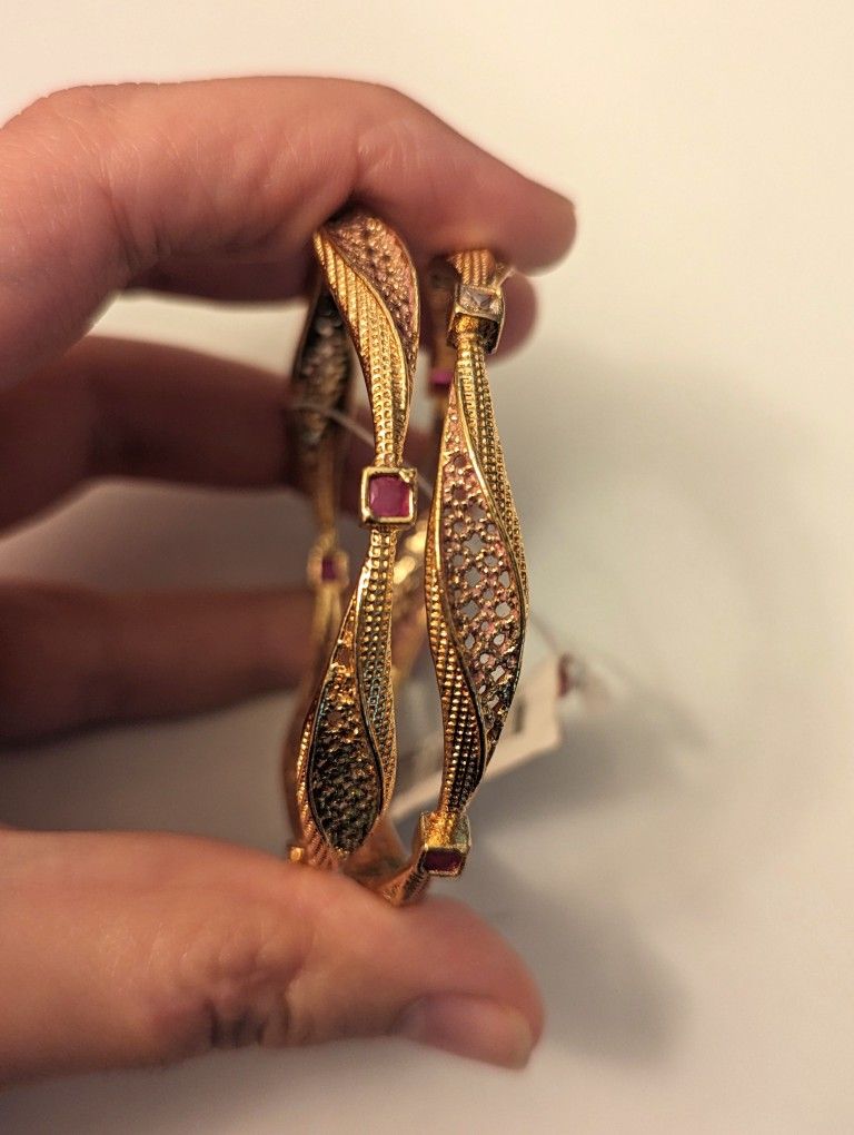 18k 1g Gold Plates Stone Studded Bangles