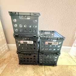 5 Sterilite Mini Plastic Storage Crates - Set of 5