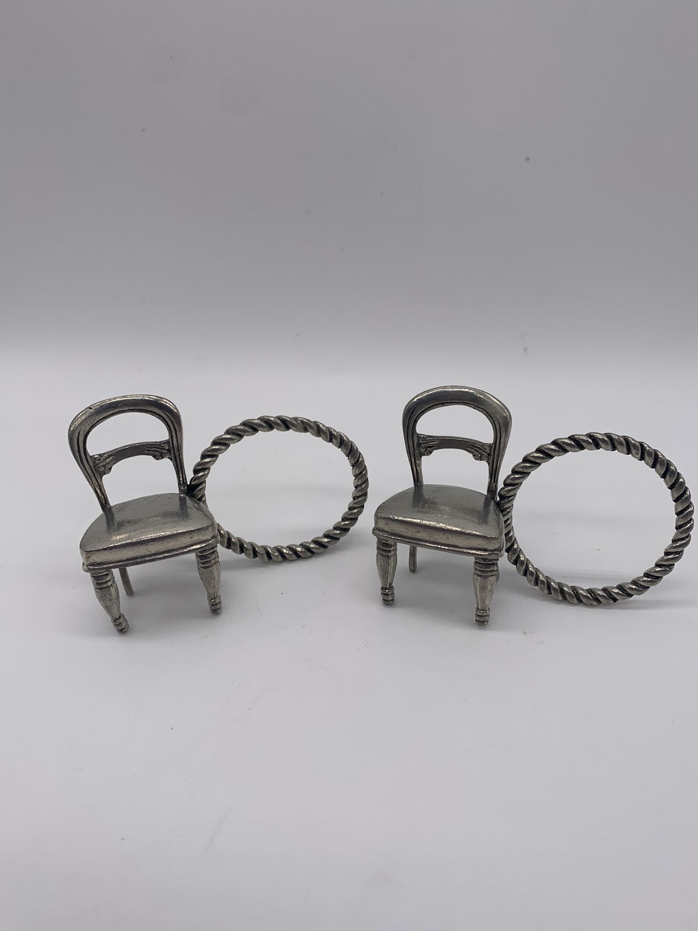 Vintage U.P. Pewter 1996 Chair Napkin Rings. Set Of 2 Pieces