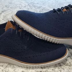 100% AUTHENTIC Men's Cole Haan ZERO GRAND OS Stichlite Comfort DARK BLUE Oxford Shoes Size 7.5 BRAND NEW $20