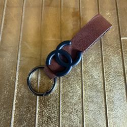 Chanel, Authentic Leather And Gunmetal Keychain