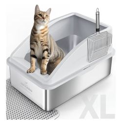 Brand new XL Stainless steel Litter Box With Mat And Stainless Steel Scooper 