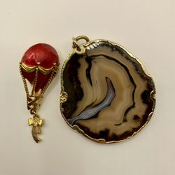 Jewelry Lot Vintage Avon Brooch Hot Air Balloon Agate 