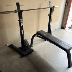 Weight Bench Press with Olympic Weight Bar 7ft and Heavy duty Stands