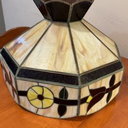 Vintage Stained Leaded Glass Shade 12”H Approximately 17”L
