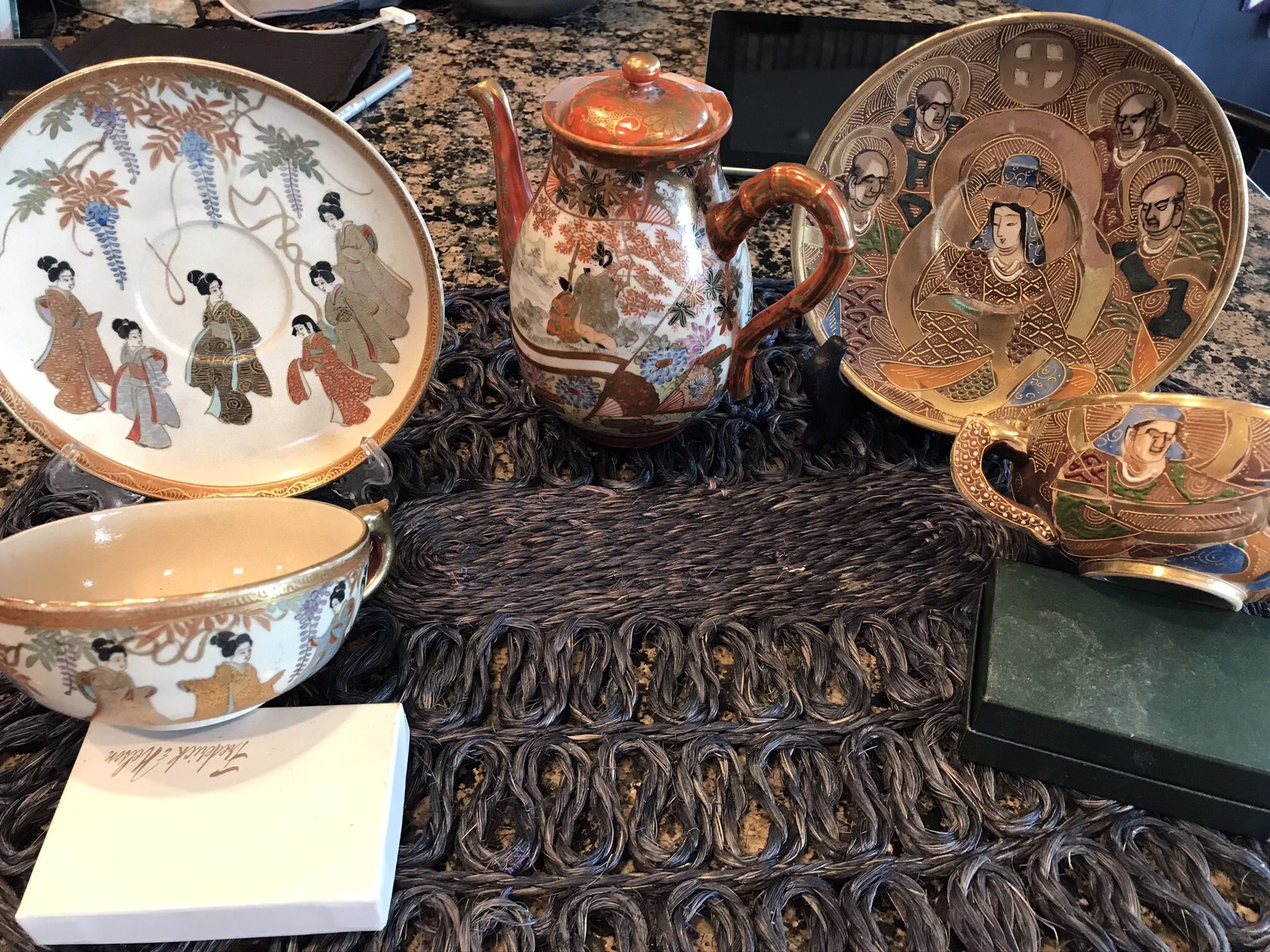 Antique Asian Teapot and teacups