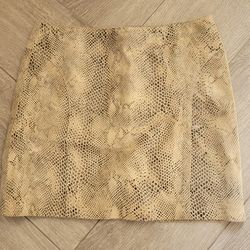 Vtg 90's Espirit Tan Leather Mini Skirt Snakeskin Embossed Y2K See Dimensions