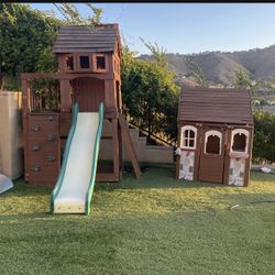 Wooden Play Set Slide & Clubhouse 