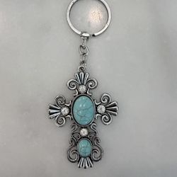 Turquoise CROSS Keychain Purse charm Small