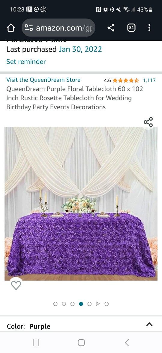 Purple Rossette Rectangular Tablecloth