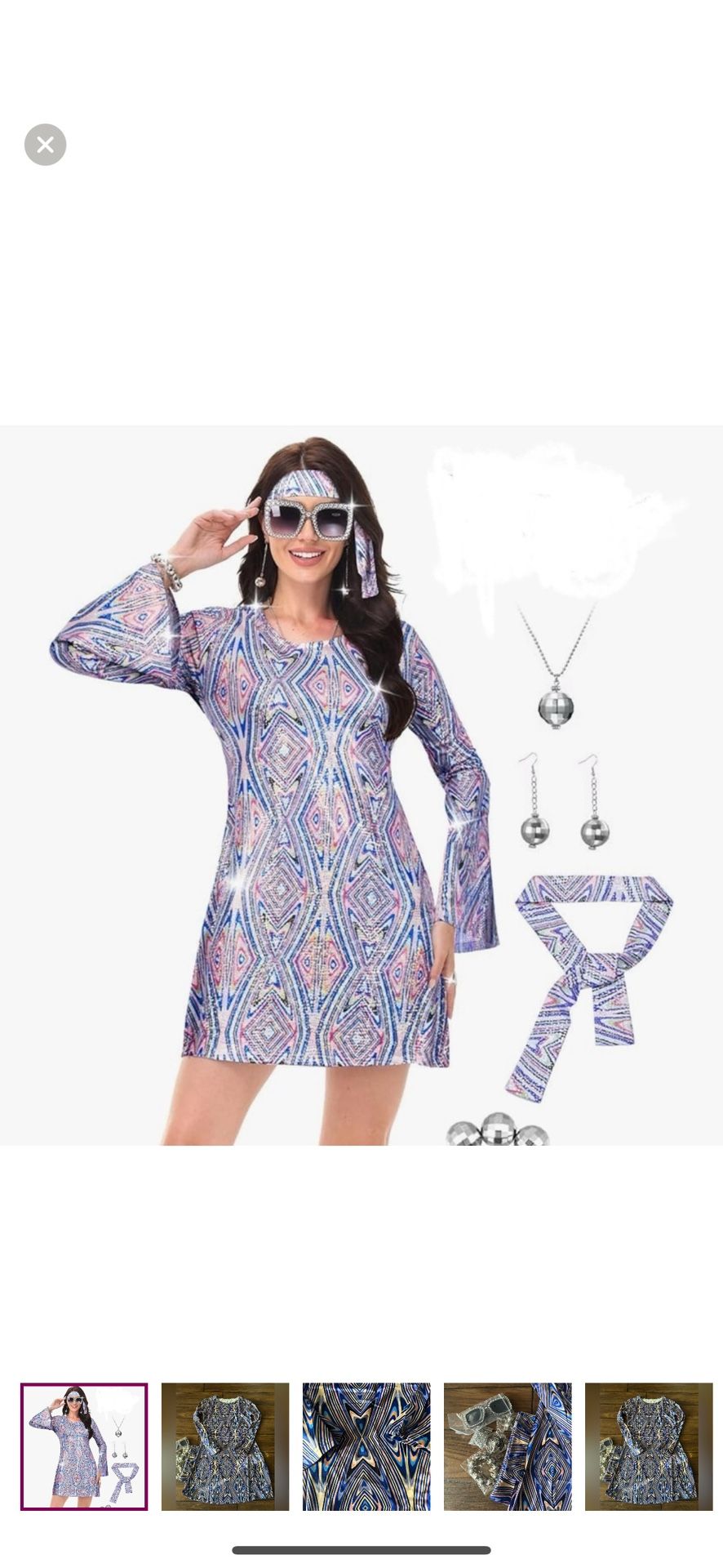 70s Disco costume Outfit Go Go Dance Dress Size medium