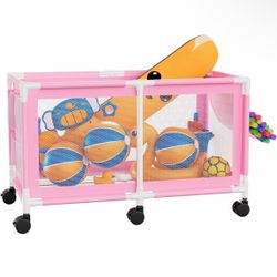 Extra Large 280 Gal Pool Storage Bin – Rolling Organizer for Noodles, Toys, Floats, Balls – Pink