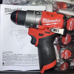 Milwaukee M12 Fuel 1/2” Hammer Drill/Driver. New From Kit. Model #3404-20