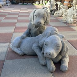 New Set Of 3 Dogs Made Out Of Cement Perfect Gift 
