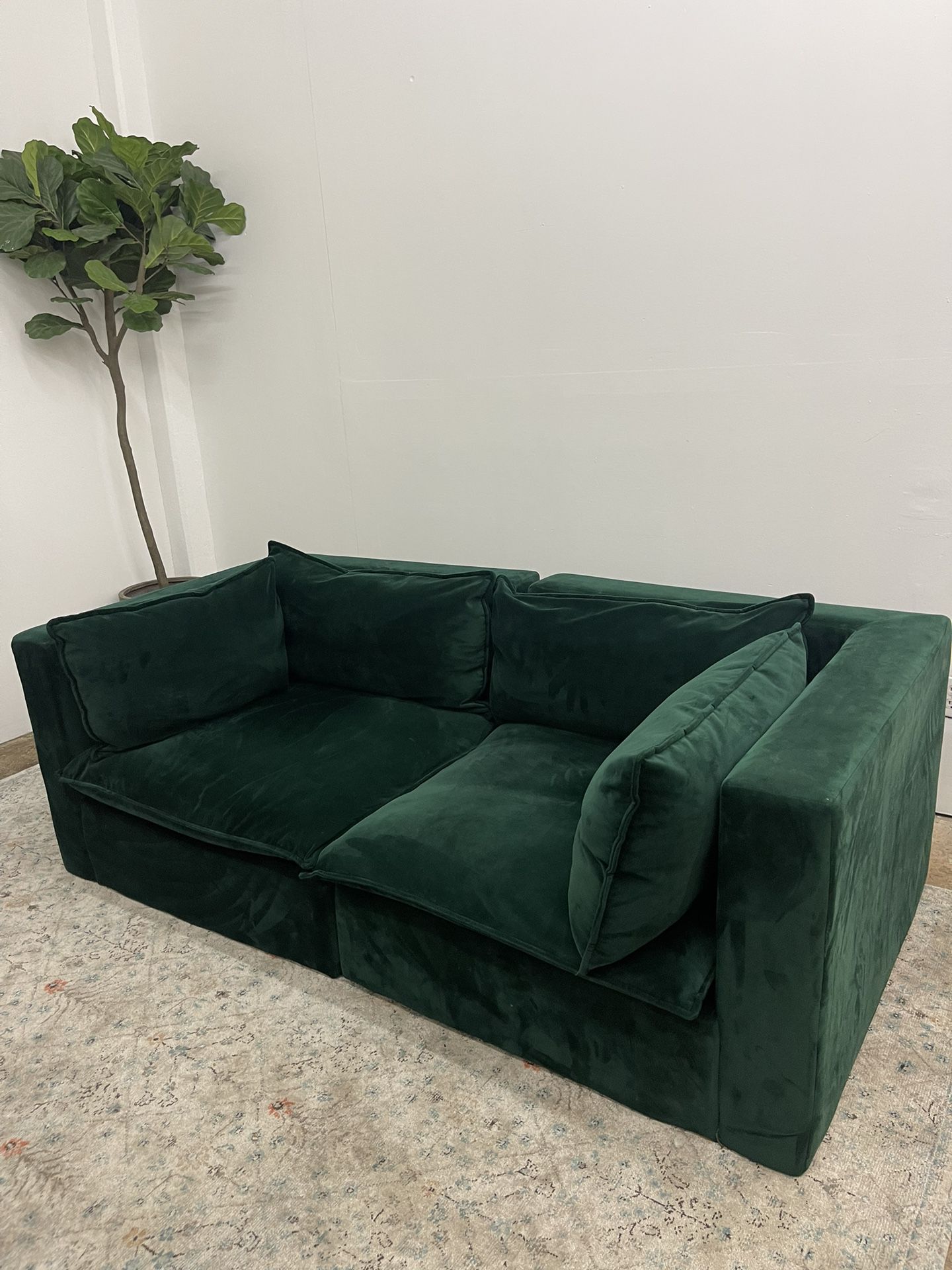 Joybird Velvet Deep Green Modular Sofa Couch