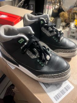 Size 6Y NIKE Air jordan Air Sole retro 3 Black Green /grey Wolf