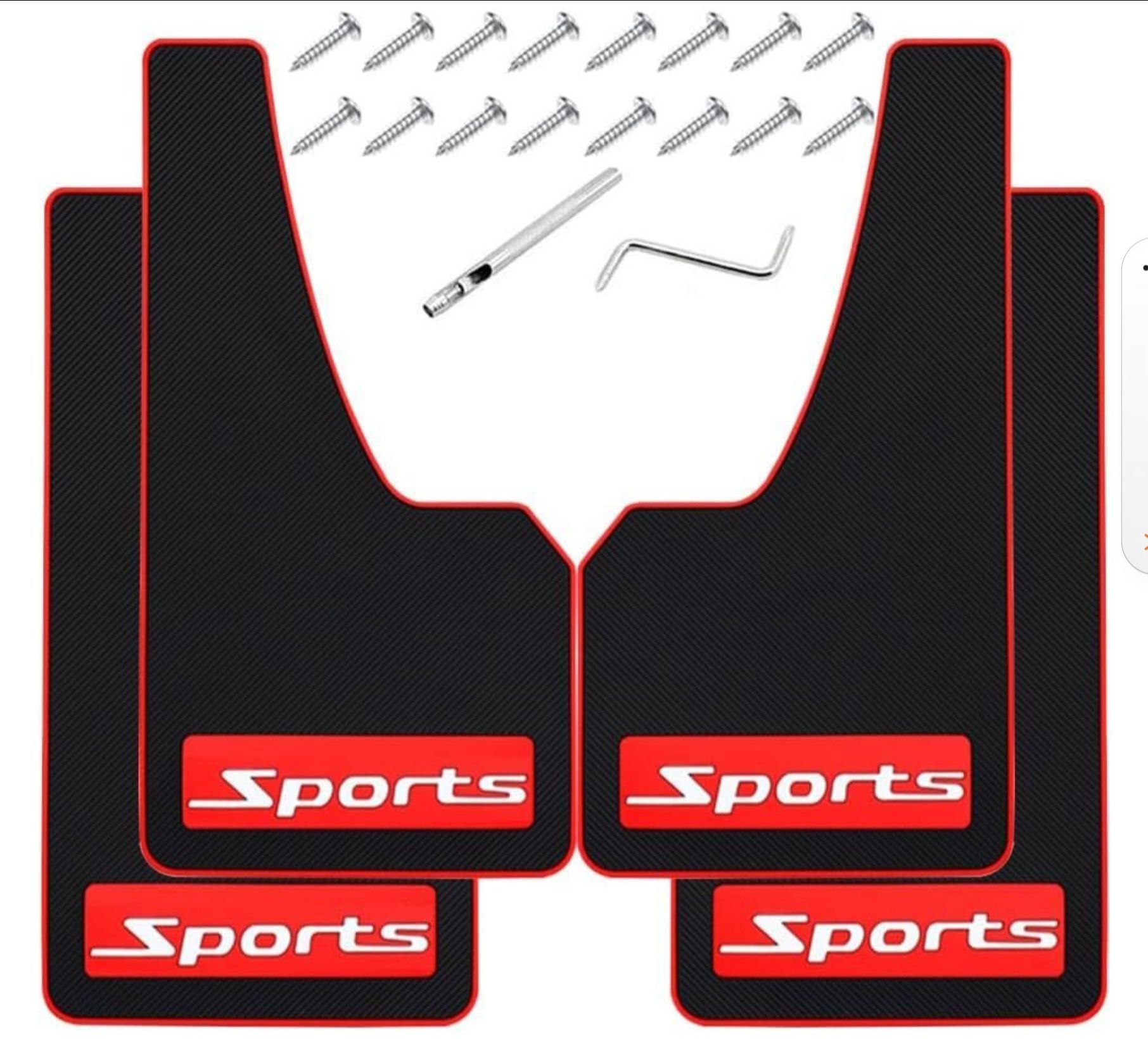 Brand new universal black and red mudflaps, for car or trucks, includes 4pcs
