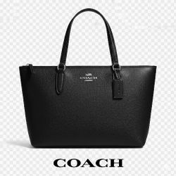 COACH Large City Zip Carryall Tote Crossgrain Leather (Black)