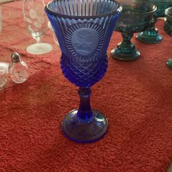 Vintage Avon Cobalt Blue Gravy Pitcher And Martha Washington Goblet 