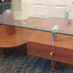 Coffee Table Cherry Wood And Glass