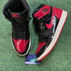 Air Jordan 1 high patent bred size 8men/9.5women