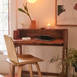 mid century foldout wood desk