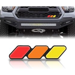 TimNas 1 Pack Tri-Color Grille Badge Accessories, Car Truck Slotted Grille Emblem Insert Decoration, Compatible with Tacoma 4Runner Tundra Sequoia Rav