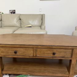 Oval Wooden Coffee Table + 2 Side Tables