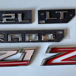 OEM Chevy Silverado Red & Chrome Z71 Emblems Badges Set