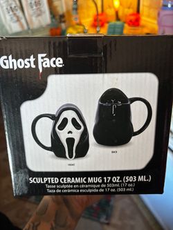 Ghost Face Sculpted Ceramic Mug 17 oz