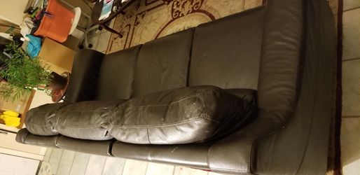 Double reclining leather couch
