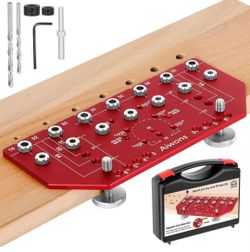 Shelf Pin Jig and Hinge Jig 2-in-1 - Aluminum Alloy Cabinet Hole Drilling Template For Woodworking