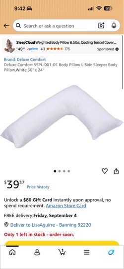 Deluxe Comfort L-Shape Body Pillow White