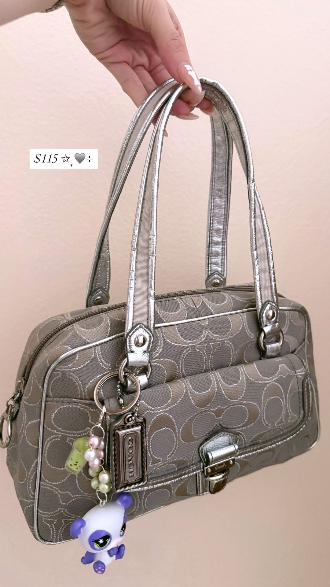 Vintage Silver Coach Purse Handbag Authentic
