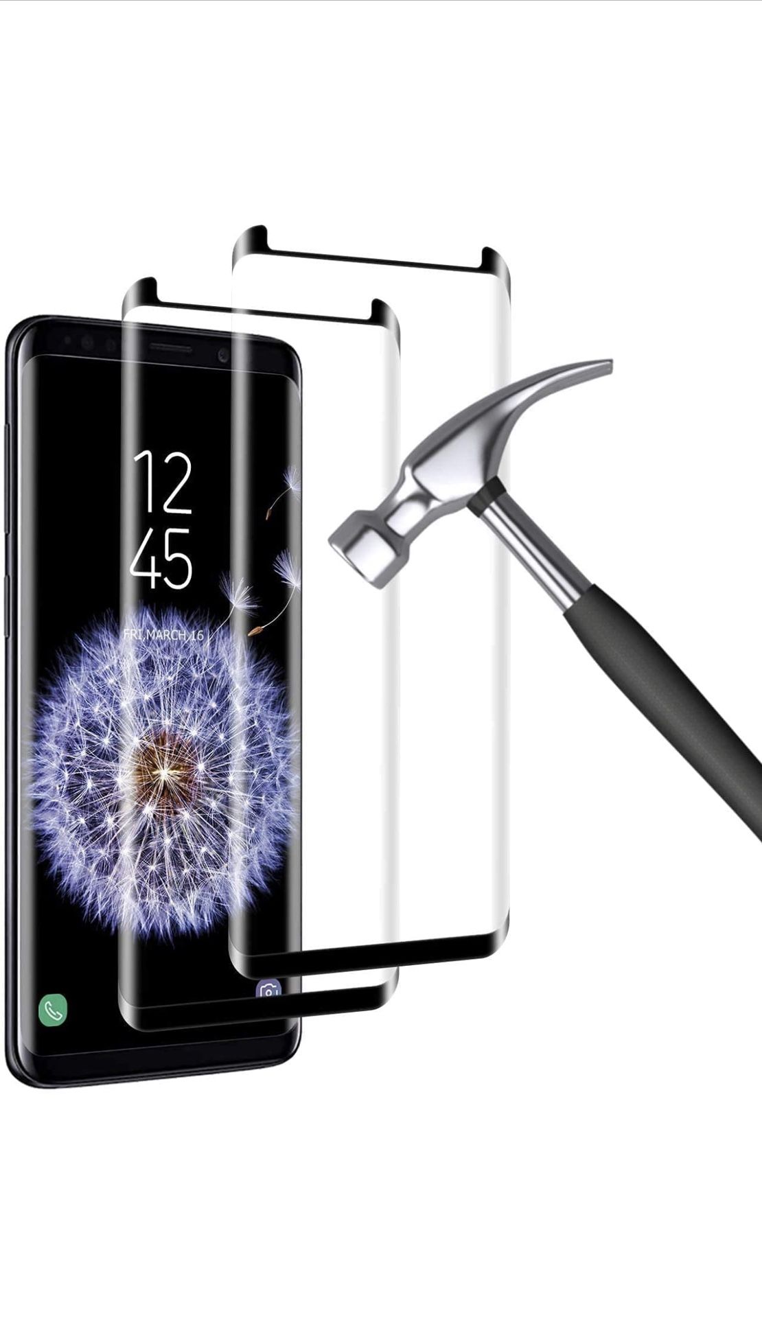 2 pack galaxy S9 screen protector. 9H hardness 3D curved screen protector
