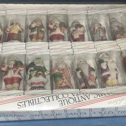 Set Of 14 Ceramic Antique Santa Collectibles