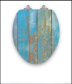 TOPSEAT Art of Acryl Slow Close Elongated Toilet Seat in Blue
