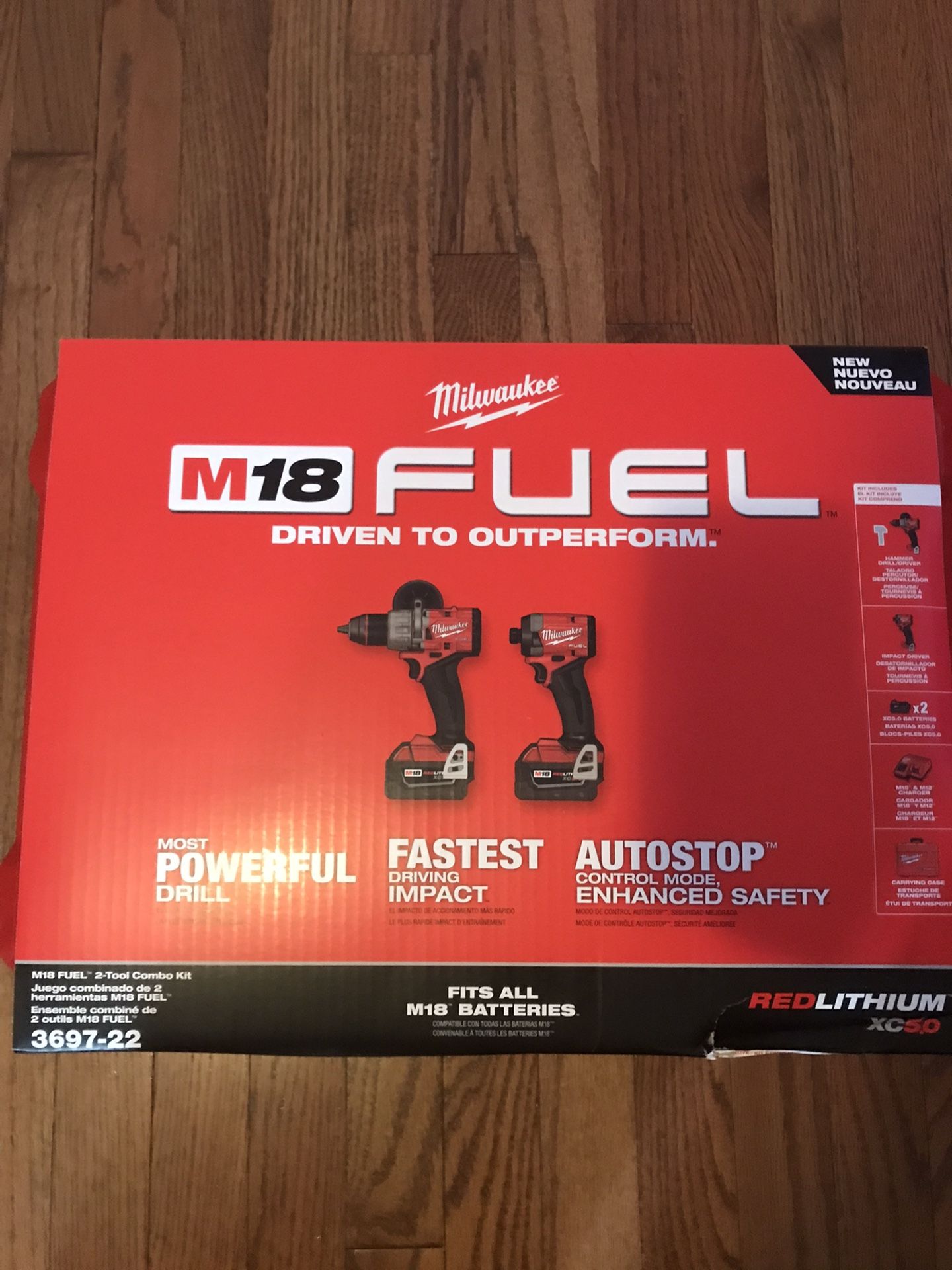 Milwaukee Fuel M18 Hammer Drill Driver And Impact Driver Kit Two Xc5.0 Battery & Hard Case Brand new