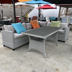 Outdoor Patio Furniture Dining Table Set With Benches