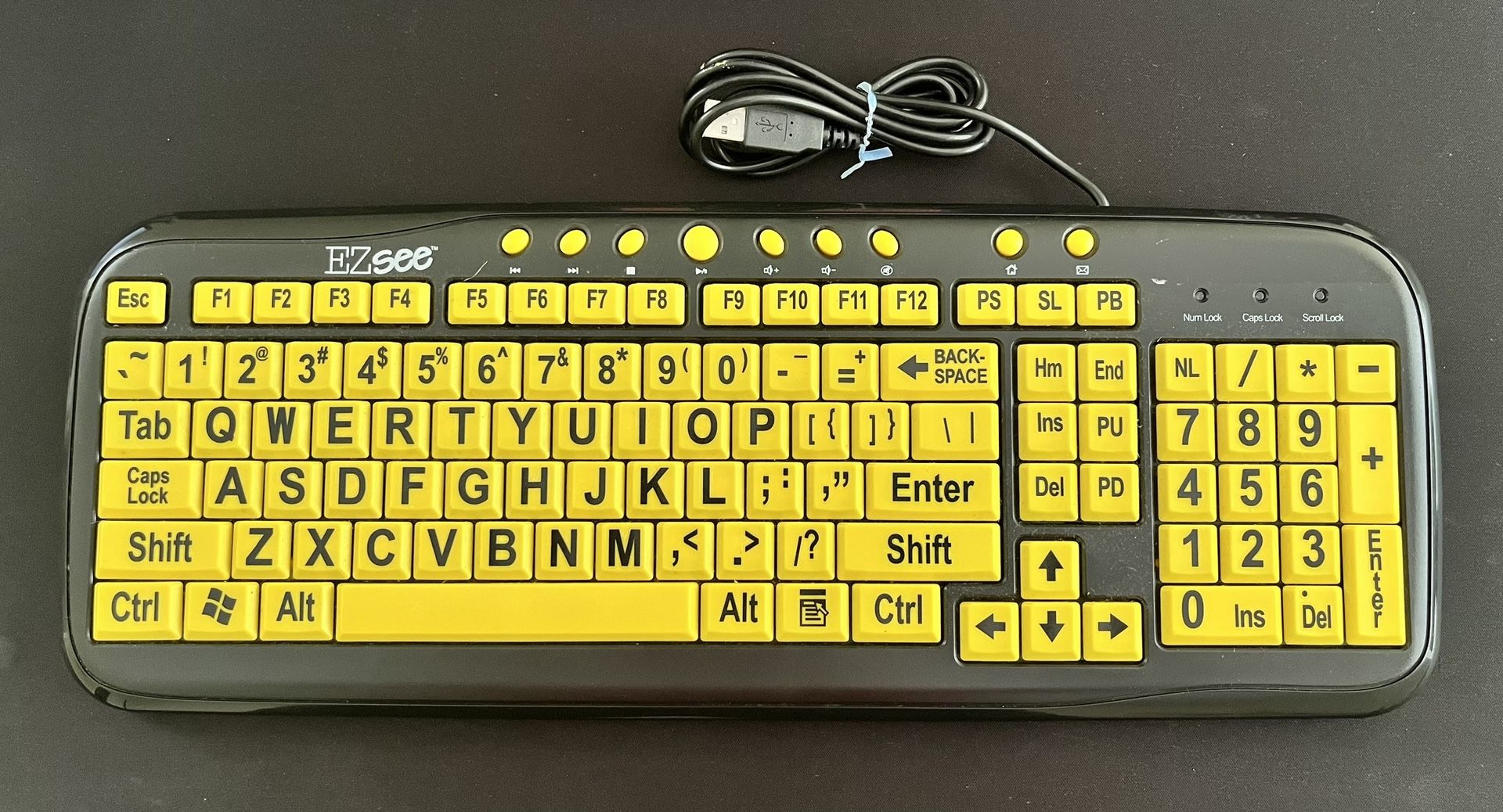 EZ See Low Vision Keyboard Large Print Yellow Keys