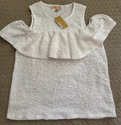 NWT New $98 Michael Kors White Off Shoulder Shirt Top Size S Small